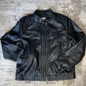 Mango men’s leather jacket black free shipping, Please read the description